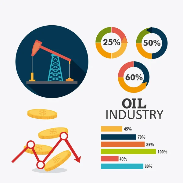 Kőolaj és kőolaj ipar infographic design — Stock Vector