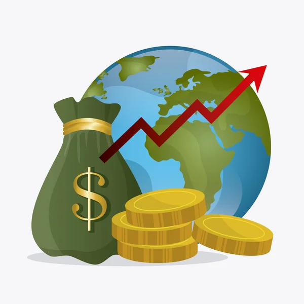 Economia global, dinheiro e negócios — Vetor de Stock