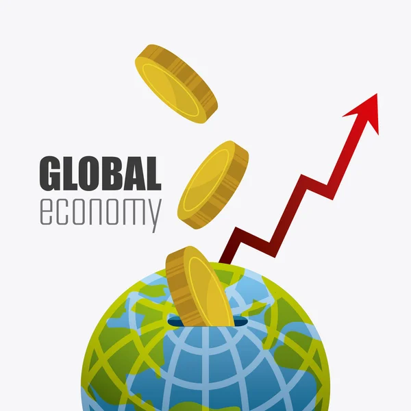 Economía global, dinero y negocios — Vector de stock