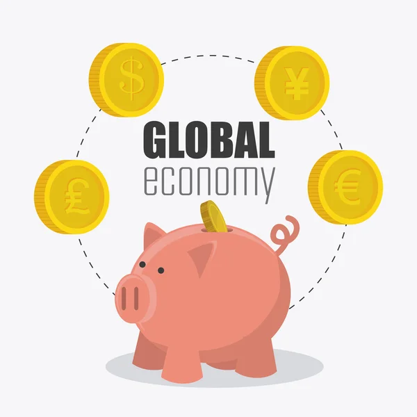Economia globale, denaro e imprese — Vettoriale Stock
