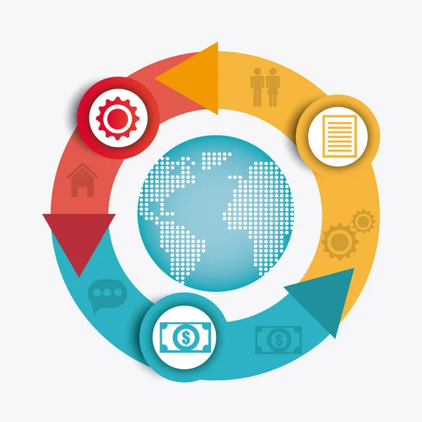 Wereld verbindingen en zakelijke infographic — Stockvector