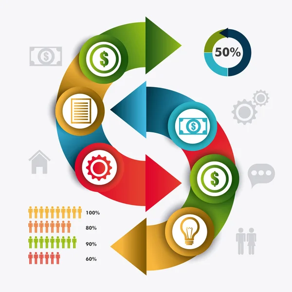 Conexões mundiais e infográfico de negócios — Vetor de Stock