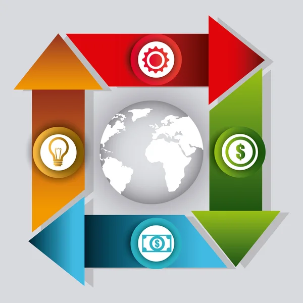 Conexiones mundiales e infografía empresarial — Vector de stock