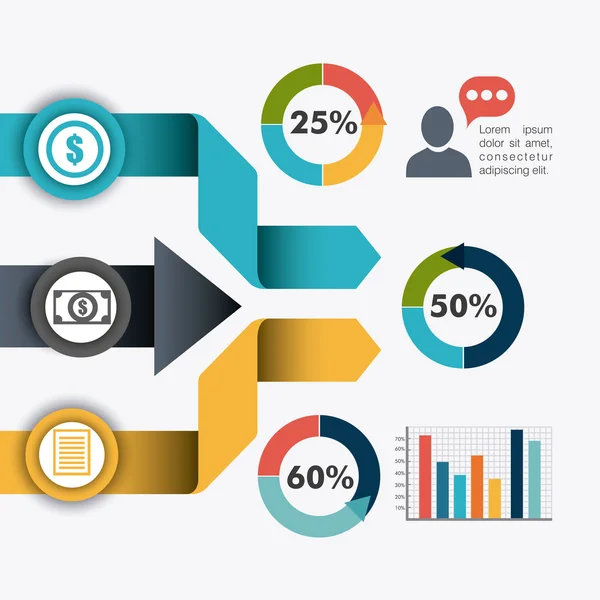 Conexões mundiais e infográfico de negócios — Vetor de Stock