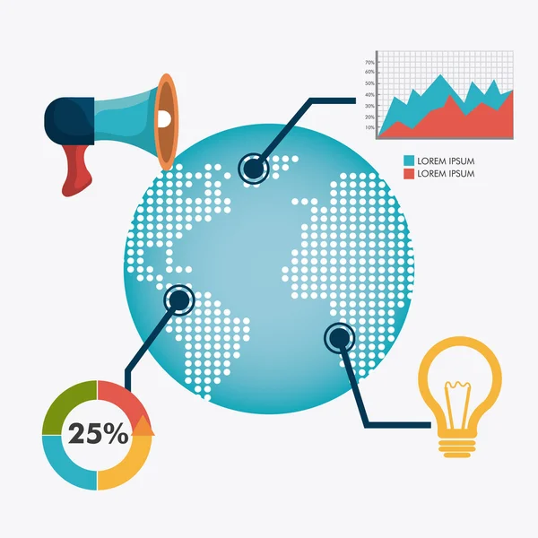 Wereld verbindingen en zakelijke infographic — Stockvector