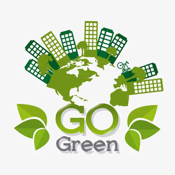 Ga groen ecologie ontwerp. — Stockvector
