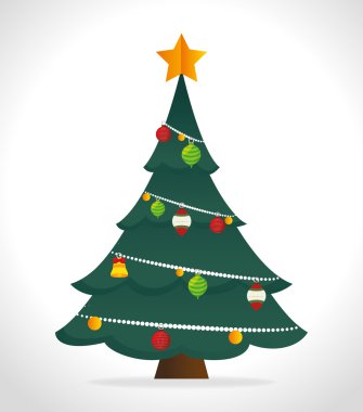 Merry christmas dekoratif malzeme ve çam ağacı