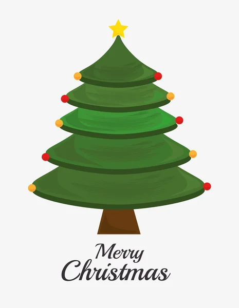 Boldog karácsonyi dekorációs töm és fenyő — Stock Vector