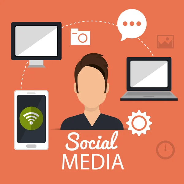 Social media e networking design — Vettoriale Stock
