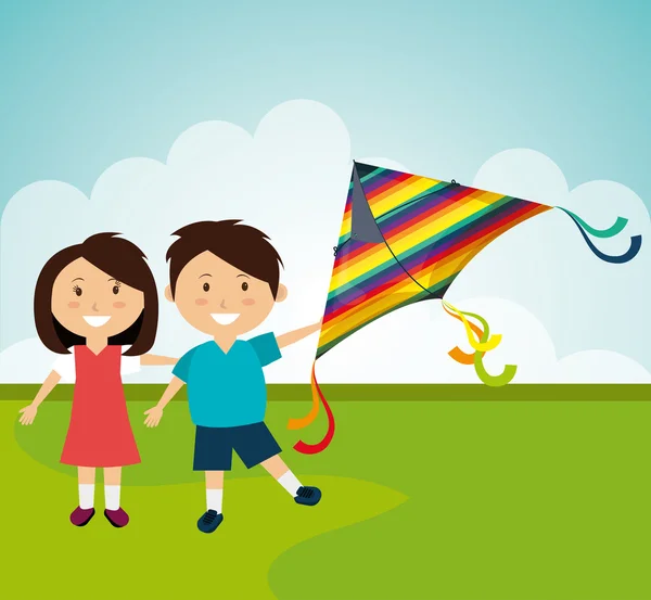 凧と子供の頃のデザイン. — ストックベクタ