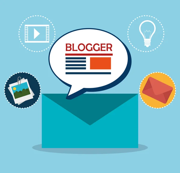 Blog en blogger sociale media design — Stockvector