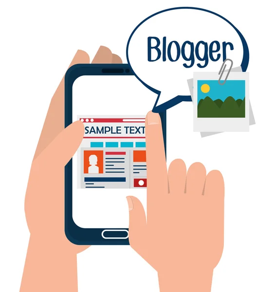 A blog és a blogger szociális média design — Stock Vector