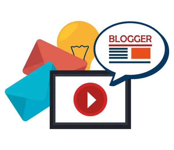 Blog en blogger sociale media design — Stockvector