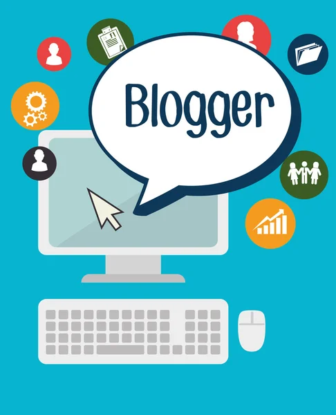 Blog e blogueiro social media design — Vetor de Stock