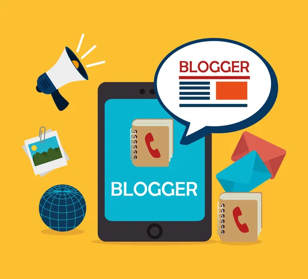 A blog és a blogger szociális média design — Stock Vector