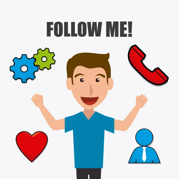 Volg mij sociale en zakelijke — Stockvector