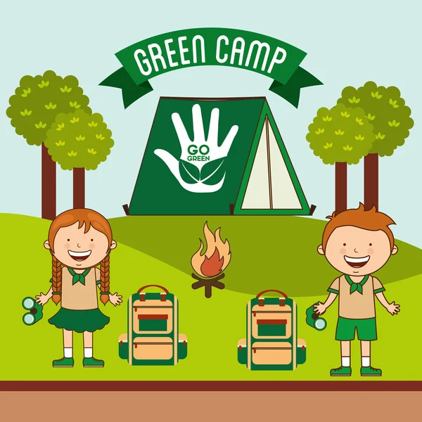 緑のキャンプの設計 — ストックベクタ