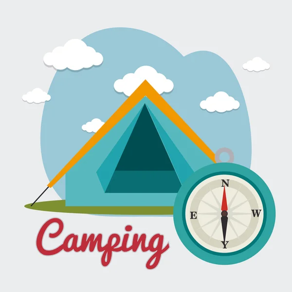 Camping, travel and vacations — Stock Vector