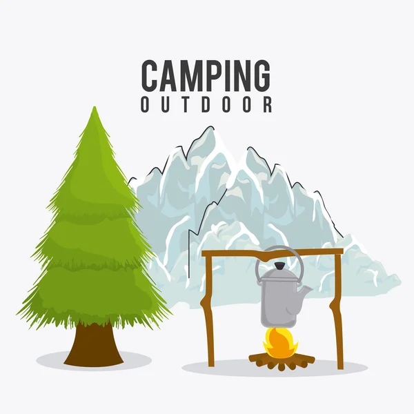 Camping, viajes y vacaciones — Vector de stock