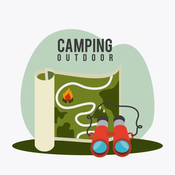 Camping, viajes y vacaciones — Vector de stock