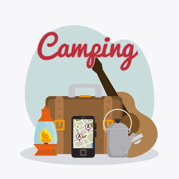 Camping, viajes y vacaciones — Vector de stock