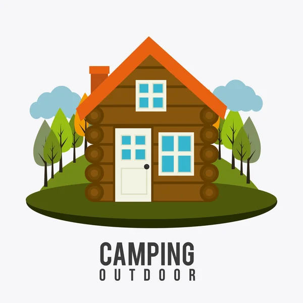 Camping, viajes y vacaciones — Vector de stock