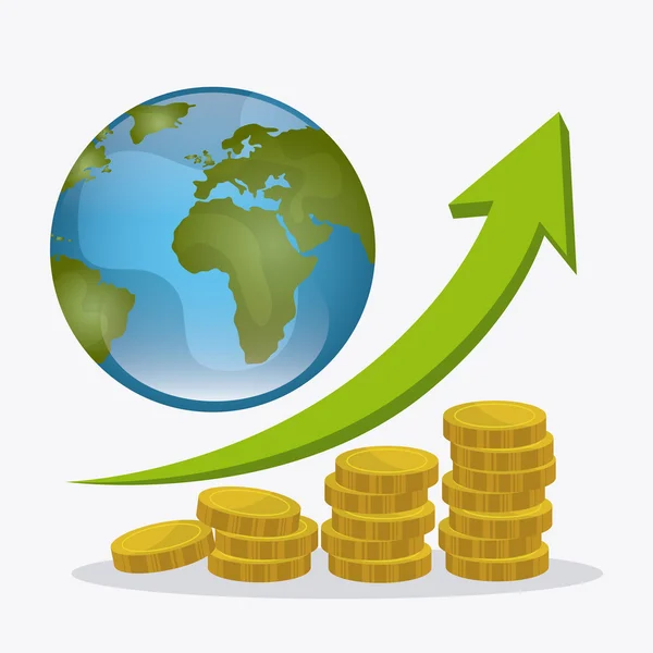 Economía global, dinero y diseño de negocios . — Vector de stock