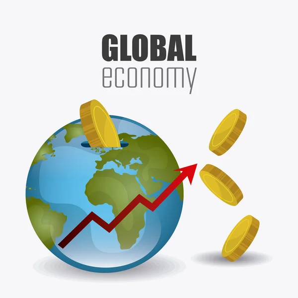 Economie globală, bani și design de afaceri . — Vector de stoc