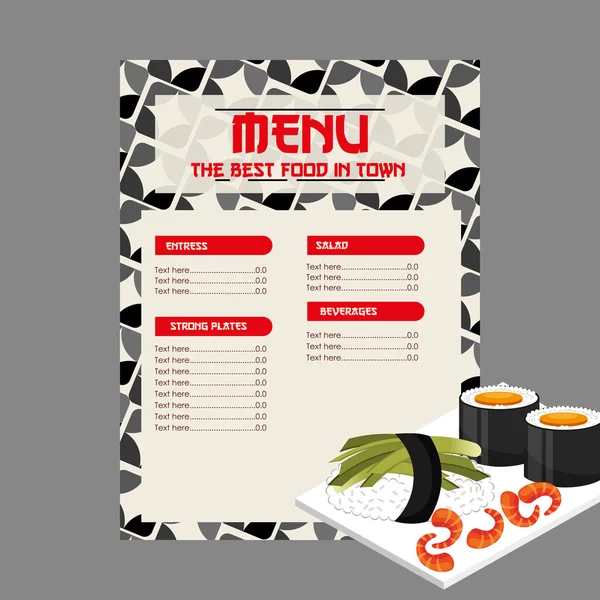 Menú de comida japonesa — Vector de stock