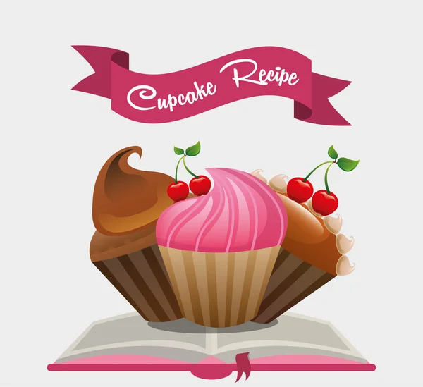Cupcake recipe book — Stock Vector