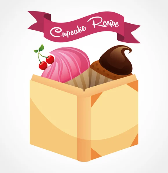 Libro de recetas de cupcake — Vector de stock