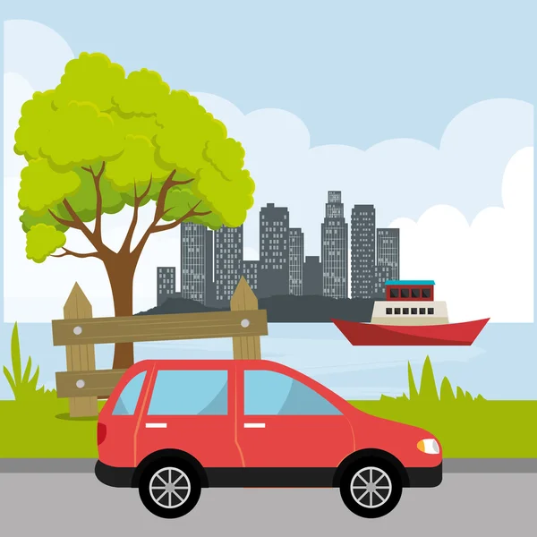 Transporte urbano y vehículos — Vector de stock