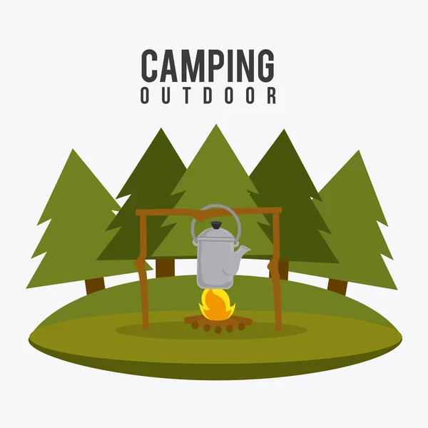 Campingreisen und Urlaub. — Stockvektor