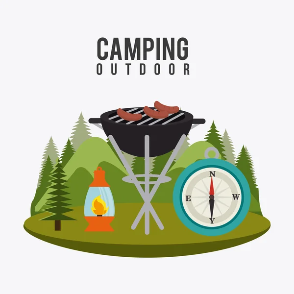 Camping travel and vacations. — Stock Vector