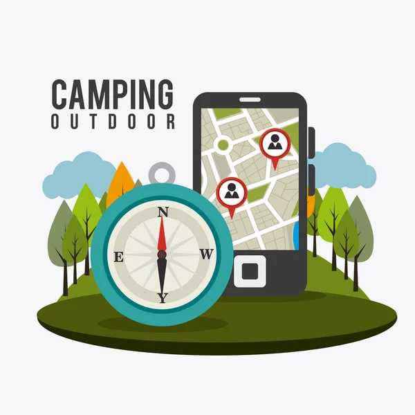 Campingreisen und Urlaub. — Stockvektor