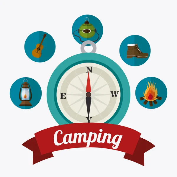 Camping viagens e férias . — Vetor de Stock