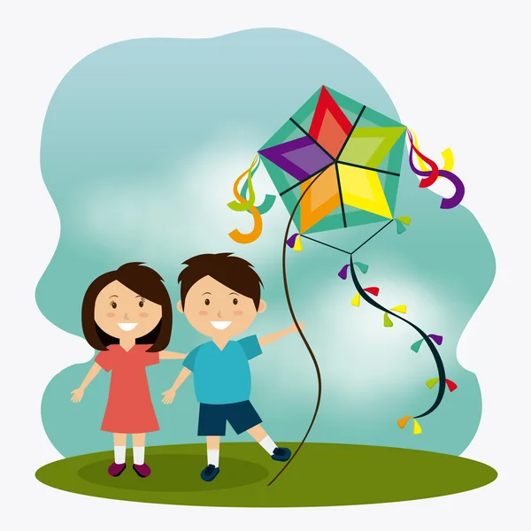 风筝的童年游戏 — 图库矢量图片