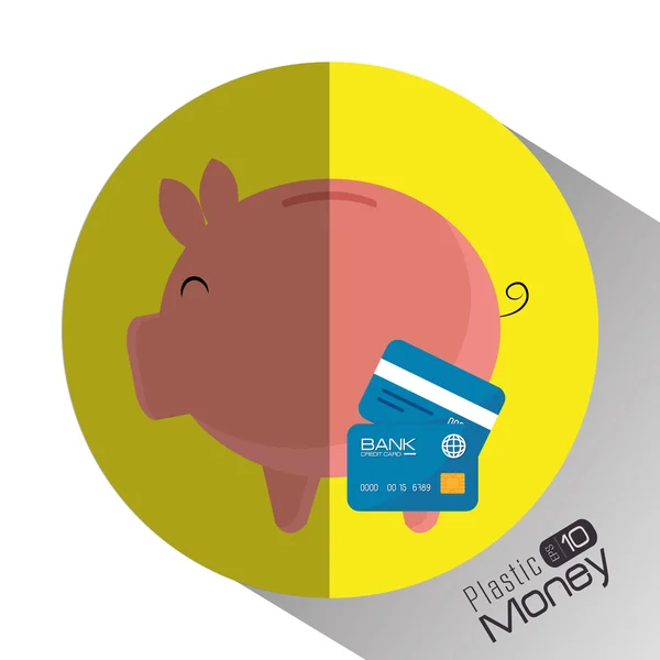 Plastic geld en elektronische betaling — Stockvector