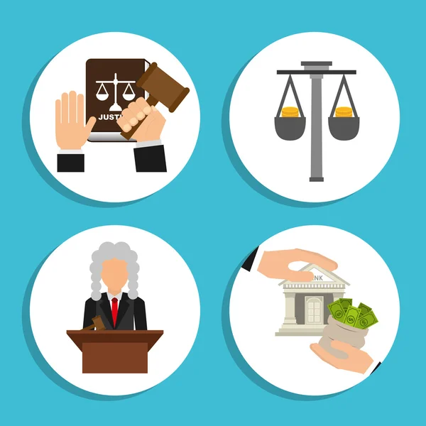 Iconos de juego de justicia — Vector de stock