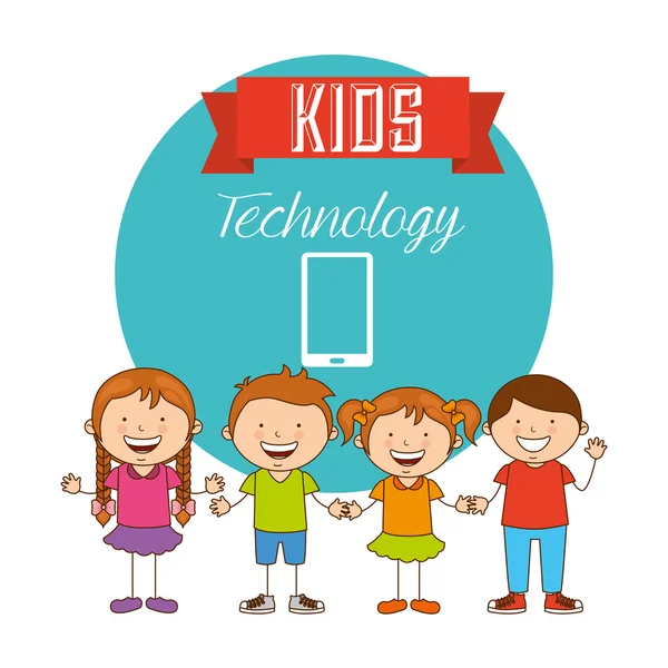 Технологические дети — стоковый вектор