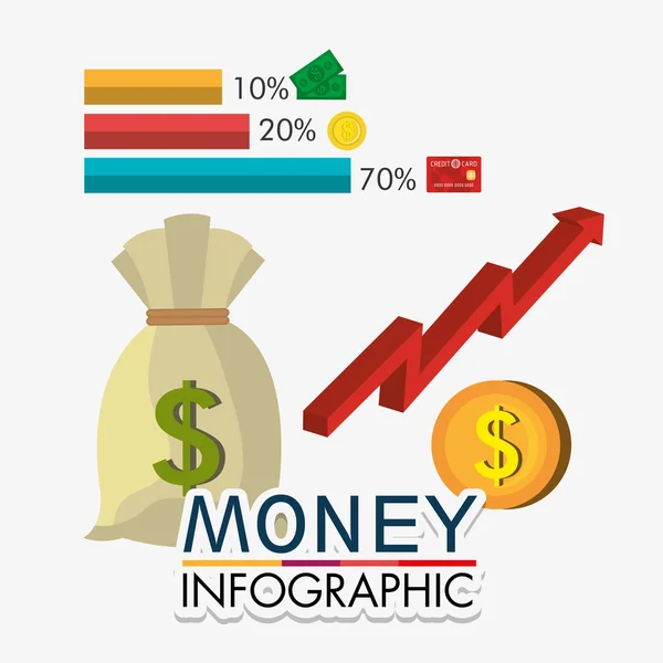 Dinero, economía, negocios y ahorros . — Vector de stock