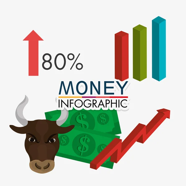 Dinheiro, economia, negócios e poupança . — Vetor de Stock