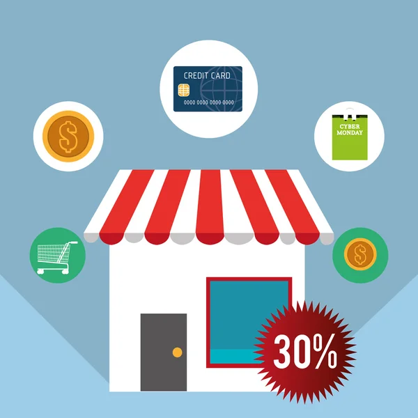 Shopping et e-commerce graphisme — Image vectorielle