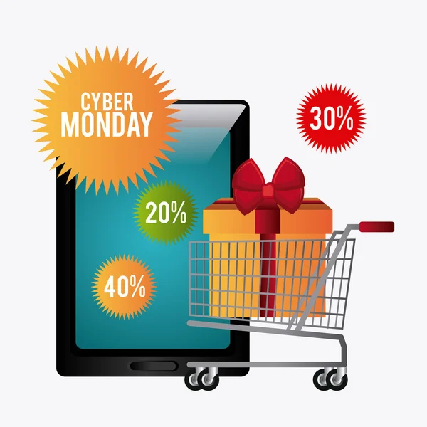 Cyber segunda-feira temporada de compras — Vetor de Stock