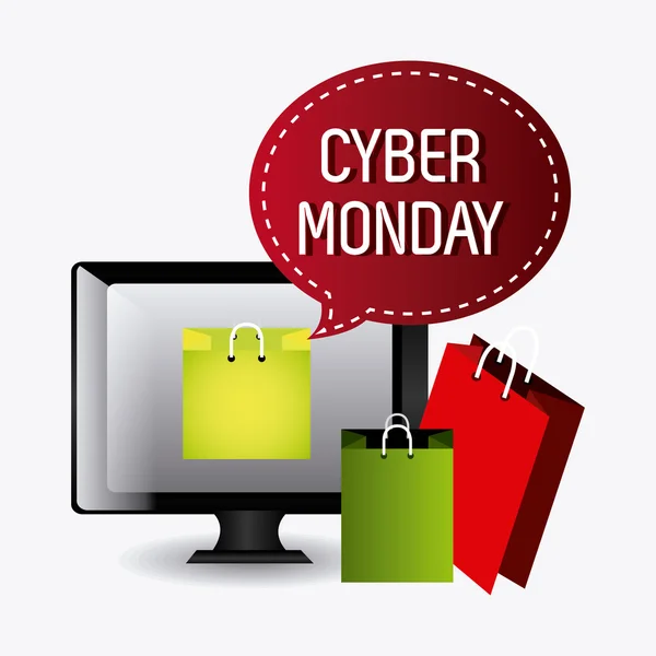 Cyber lunes temporada de compras — Vector de stock