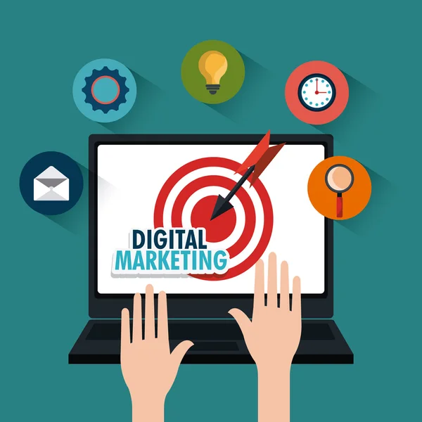 Progettazione marketing digitale . — Vettoriale Stock