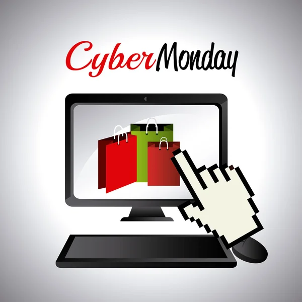 Cyber lunes diseño de compras . — Vector de stock