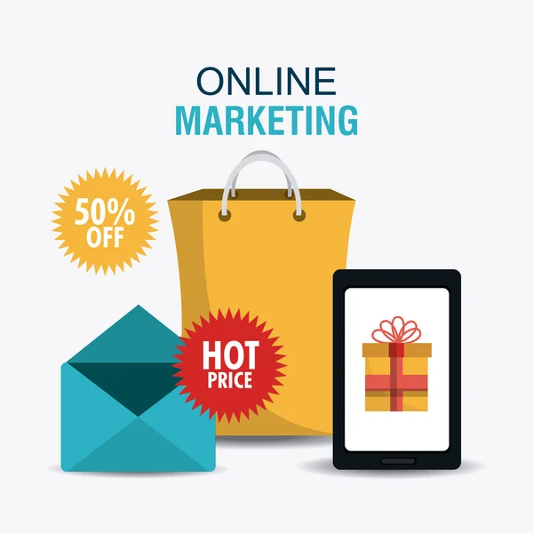 Zakupy, e-commerce i marketingu — Wektor stockowy
