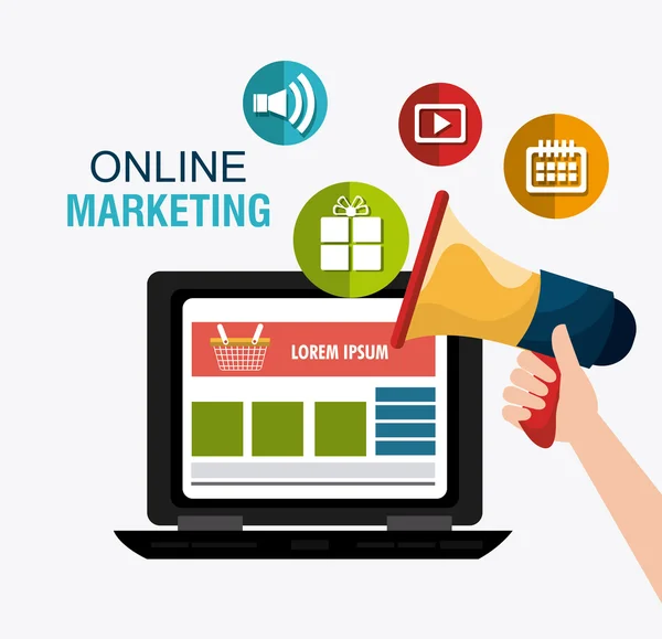 Winkelen, e-commerce en marketing — Stockvector