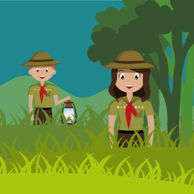 Yaz kamp ve seyahat çizgi film